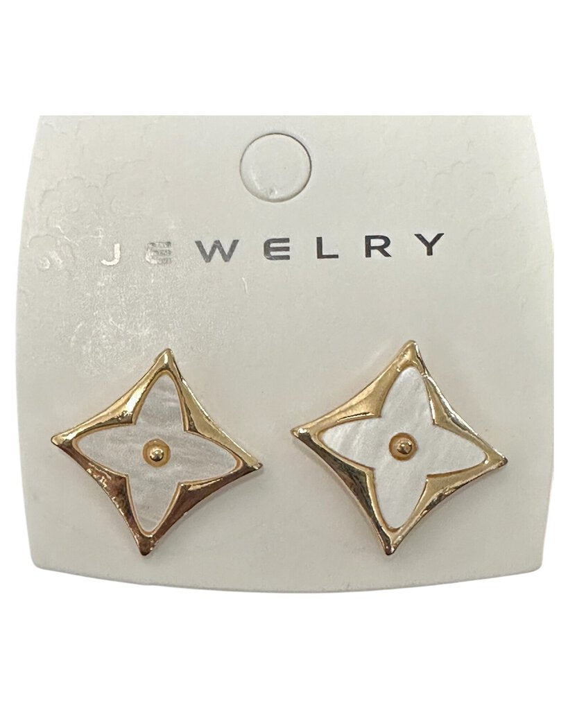 White/Gold Blossom Earrings