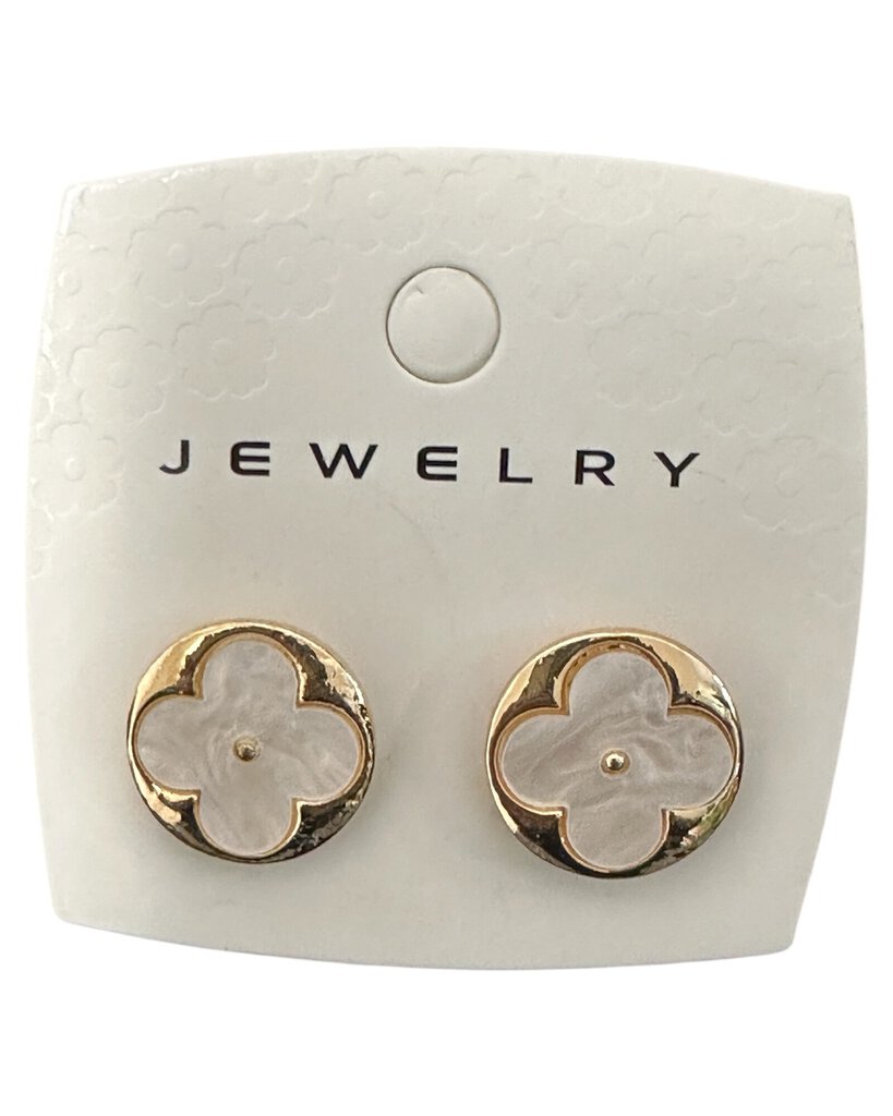 White/Gold Clover Earrings