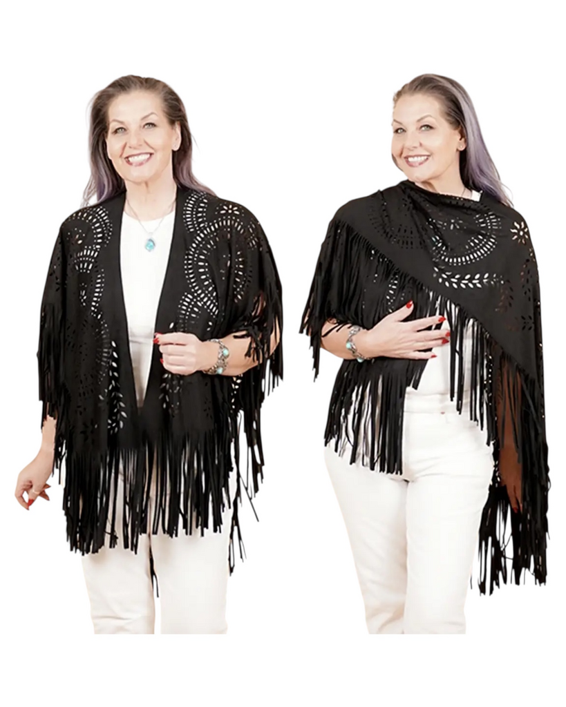 Shawl Dawls Black Fringe