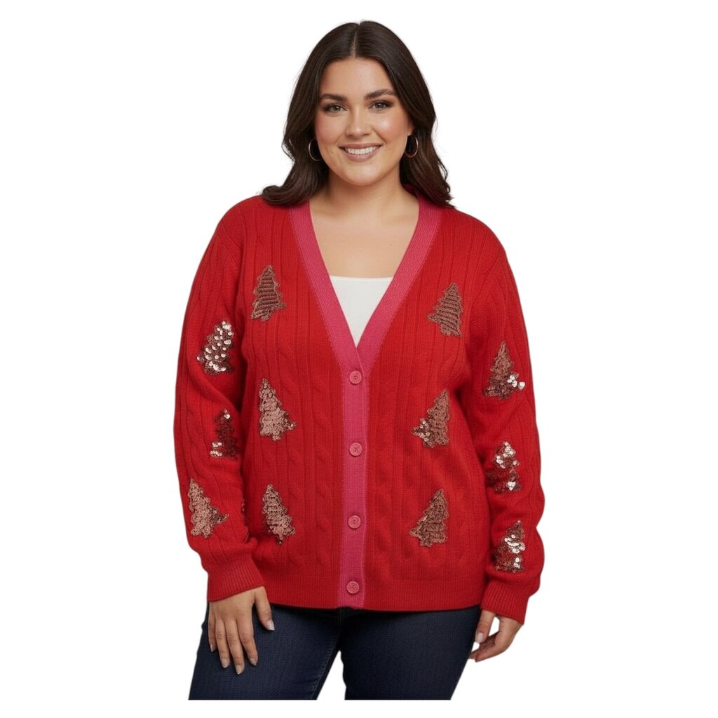 Sequin Trees 2X/3X Cardigan