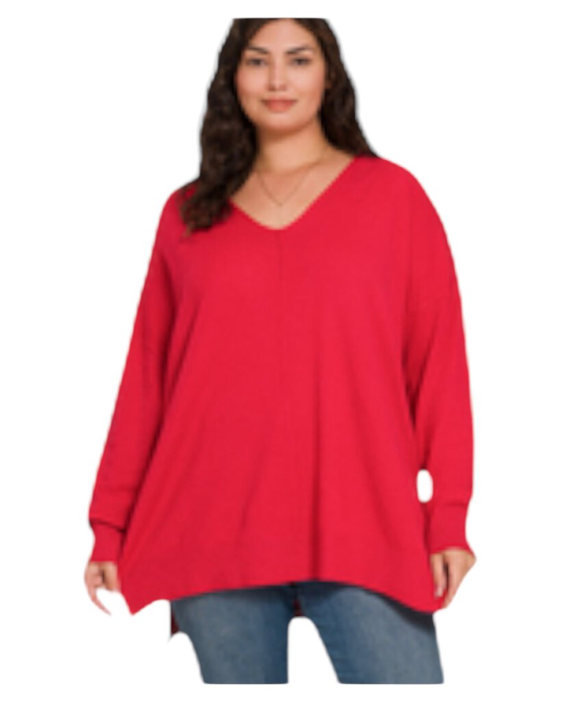 Zenana 1X/2X Vneck Sweater