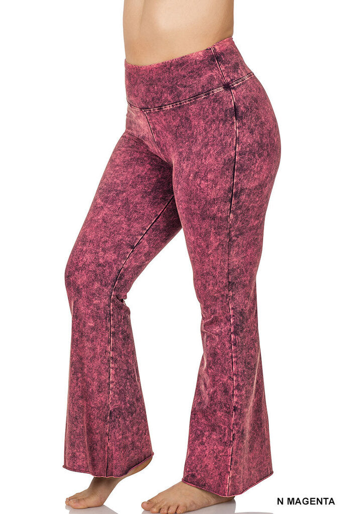 Zenana 1X Mineral Washed (Magenta)Pants