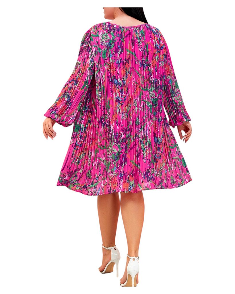 Abstract Print Pleated 1X Dress