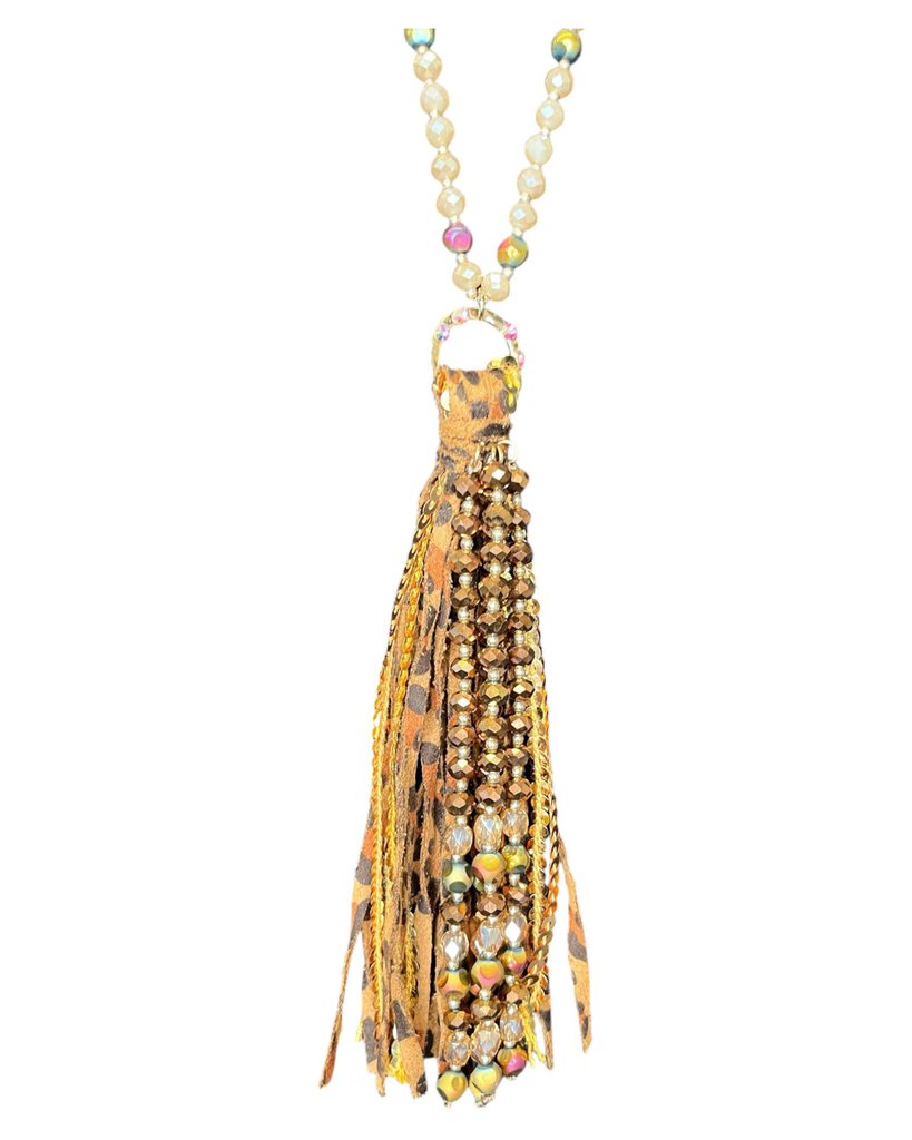 Bronze Leopard Tassel Necklace