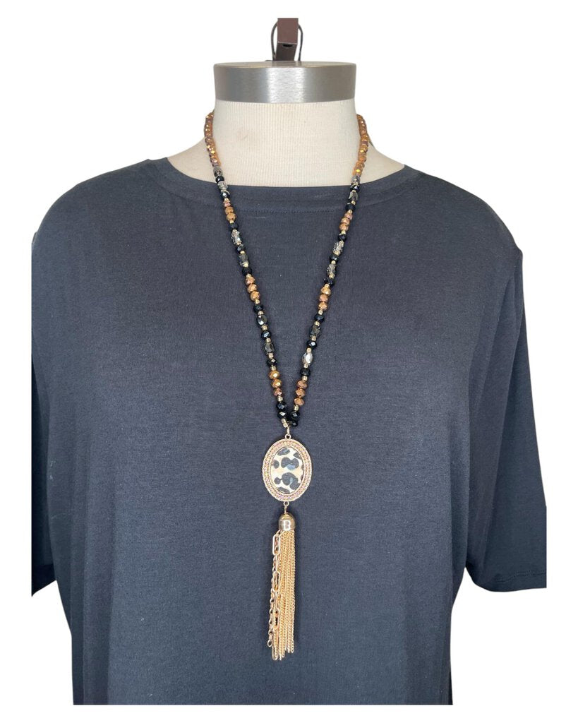 Black/Bronze Tassel Necklace