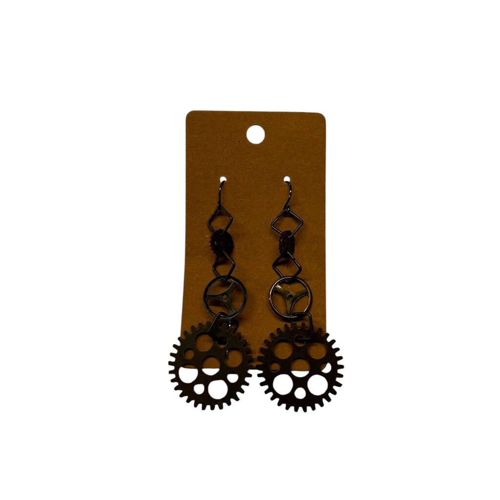 Steampunk Dangle Gear Earrings